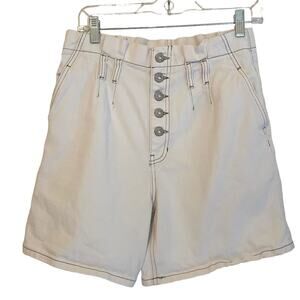 Free‎ People Cream Paper Bag Waist Button Fly Shorts Size 0